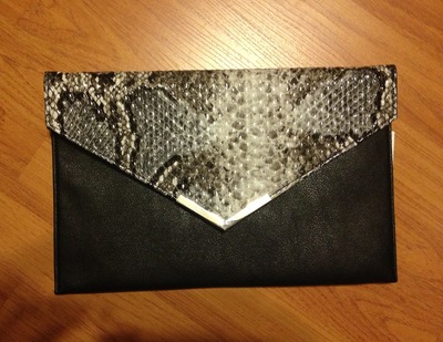 Large-black/animal print envelope clutch