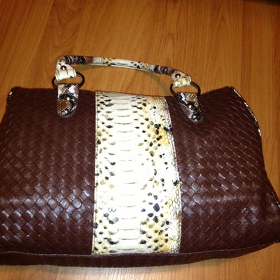 Large size brown/animal print purse