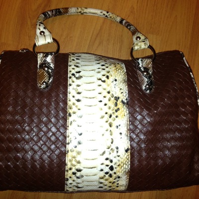 Large size brown/animal print purse