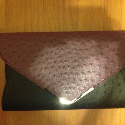 Large-brown/black envelope clutch