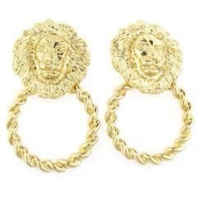 Large-gold lion hoop earring 