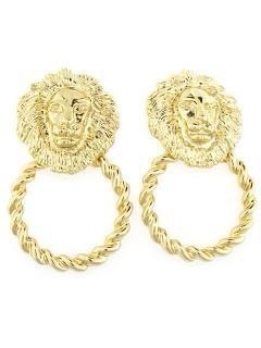 Large-gold lion hoop earring 