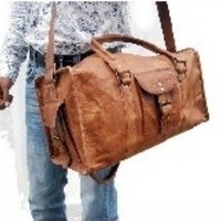 24x12x10" Leather bag Leather Square Duffle bag Gym bag Sport bag Cabin bag overnight Travel Bag Tote leather briefcase - Thumbnail 2
