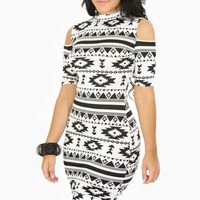 Black Tribal Print Dress - Thumbnail 1