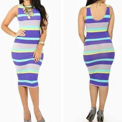 4 toned of stripes  midi dress