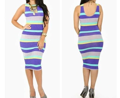 4 toned of stripes  midi dress