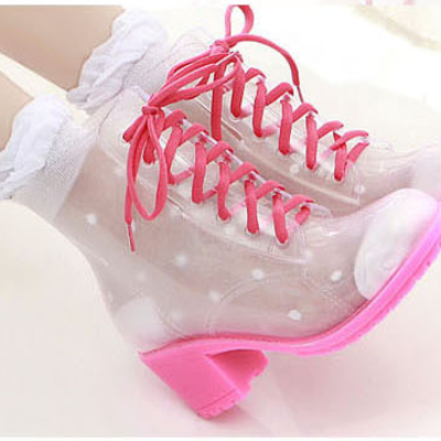 Fashion candy colors martin transparent waterproof rain boots