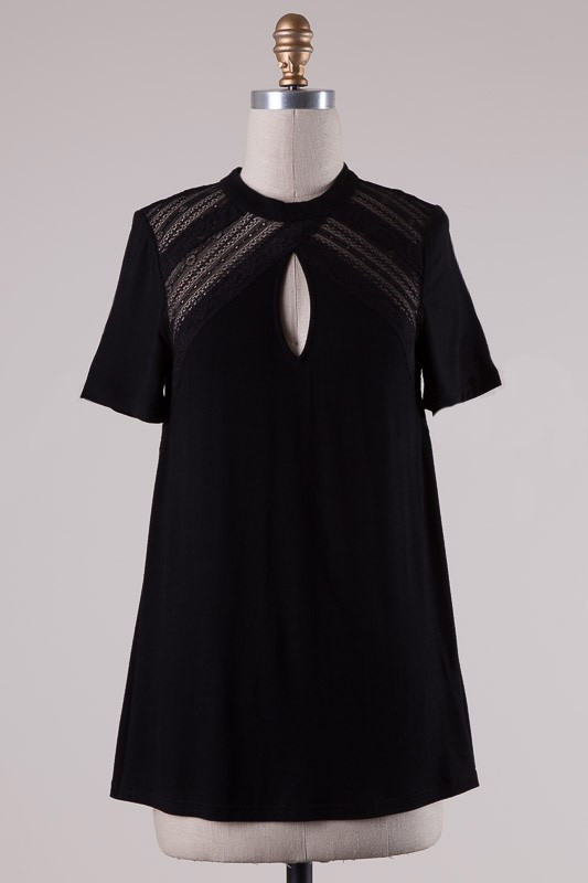 MOD MOCK NECK KEYHOLE WITH LACE INSET on Storenvy