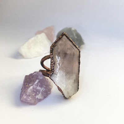 Pointed quartz statement ring