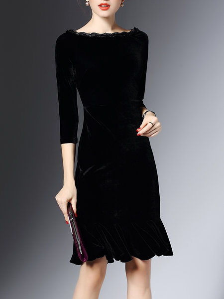 boat neck black dress