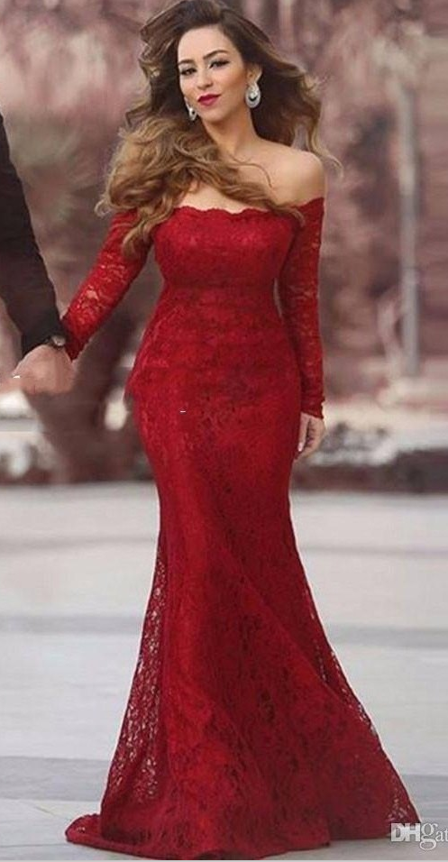 red lace mermaid dress