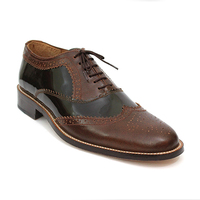 Handmade Oxford Brogue Dress Shoes Boots Men Maroon Shoes - Thumbnail 2