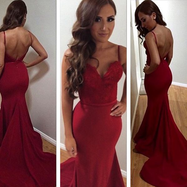burgundy long mermaid dress