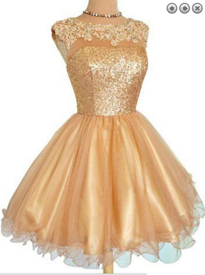 Gold Tulle Short Prom Dress,Homecoming Dress,Graduation Dress,Party Dress F35