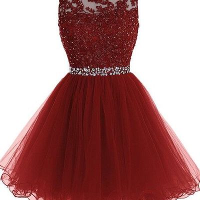 A-line tulle short prom dress,homecoming dress,graduation dress,party dress f37