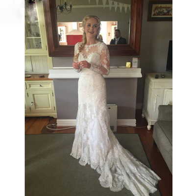 WD27 Mermaid Long Sleeve Lace Charming Wedding Dresses,Wedding Dress Custom Made Wedding Gown,