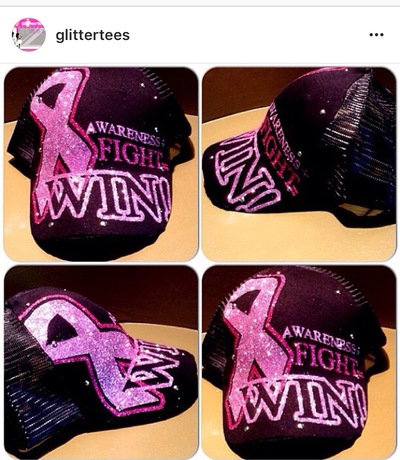 Pink Ribbon Glitter Snap Back
