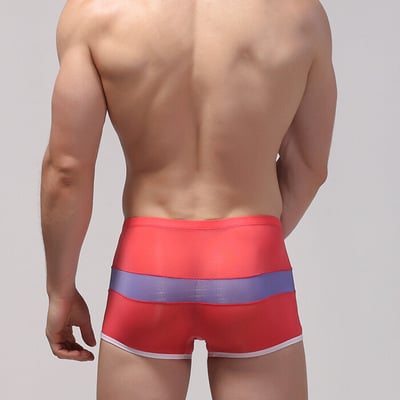 Orange men's sexy underwear transparent mesh gauze boxer briefs underpants #b010