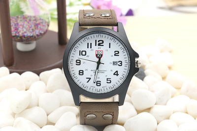 Nubuck leather Band Calendar Quartz Watch--CC-0158