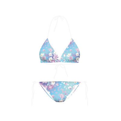 Adjustable flowers bikini set (blue)