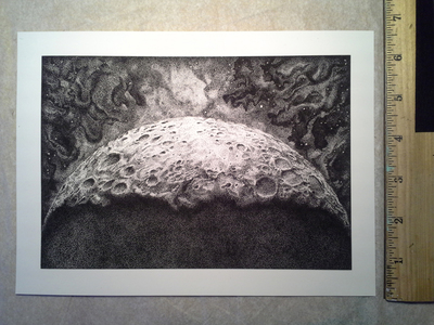 Moon Art Print [Moon Ink Stipple Drawing Archival Print]