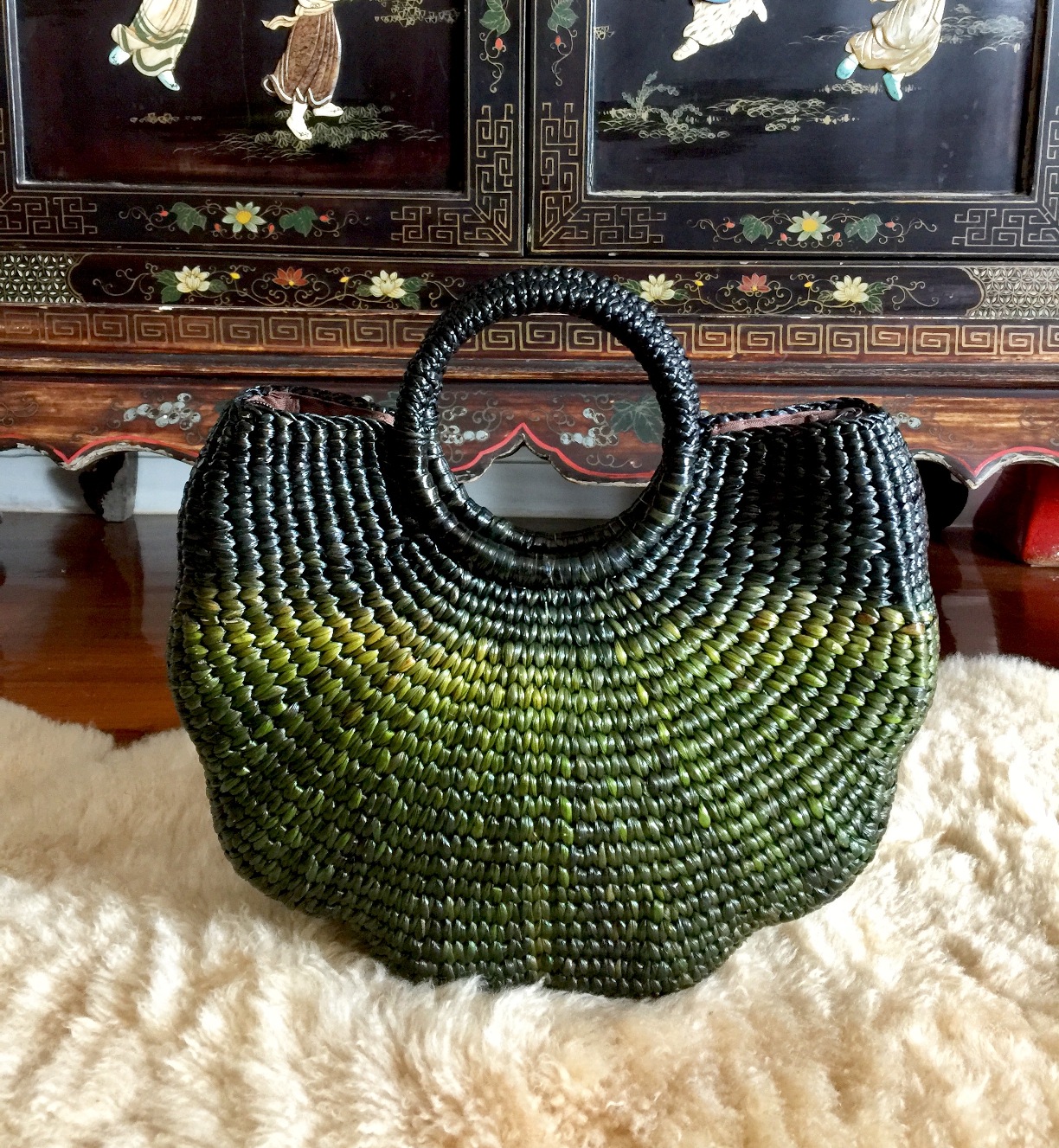 straw satchel purse