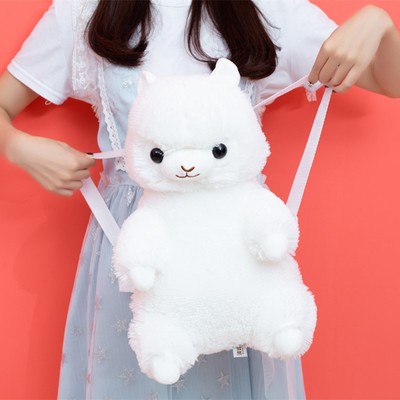 Harajuku fashion rainbow striped alpaca backpack
