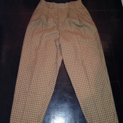 Plaid high-waisted pants 