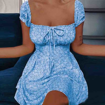 Printed sweet short sleeve dress