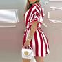 Fashion Striped Short Sleeve Dress-3