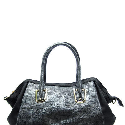 Metalic croc satchel bag