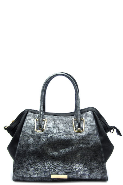 Metalic Croc Satchel Bag