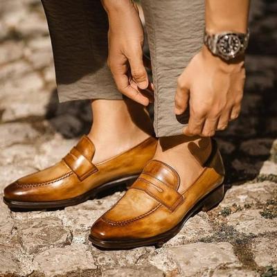 Classic two tone moccasin loafers shoes, handmade leather wedding shoes,men's party wear shoes