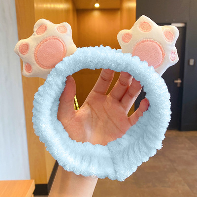 New sweet cartoon cat paw hair band cute face wash makeup headband